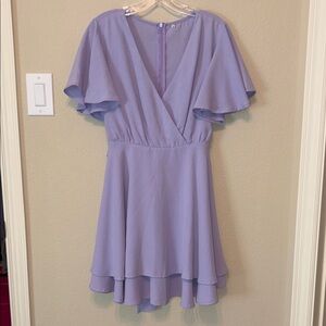 Lilac Flutter Sleeve Dress - Women